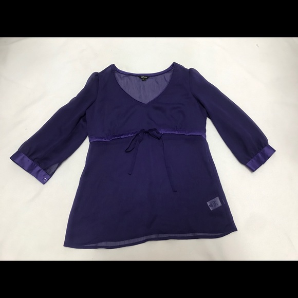 Guess Womens Purple Modele Sheer Blouse Size Small - Picture 3 of 7